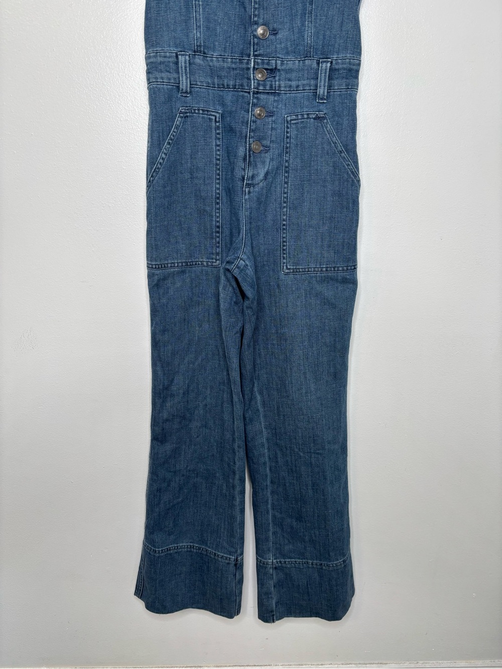 Aerie Denim Kick Flare Blue Denim Overalls Size XS - Picture 11 of 11